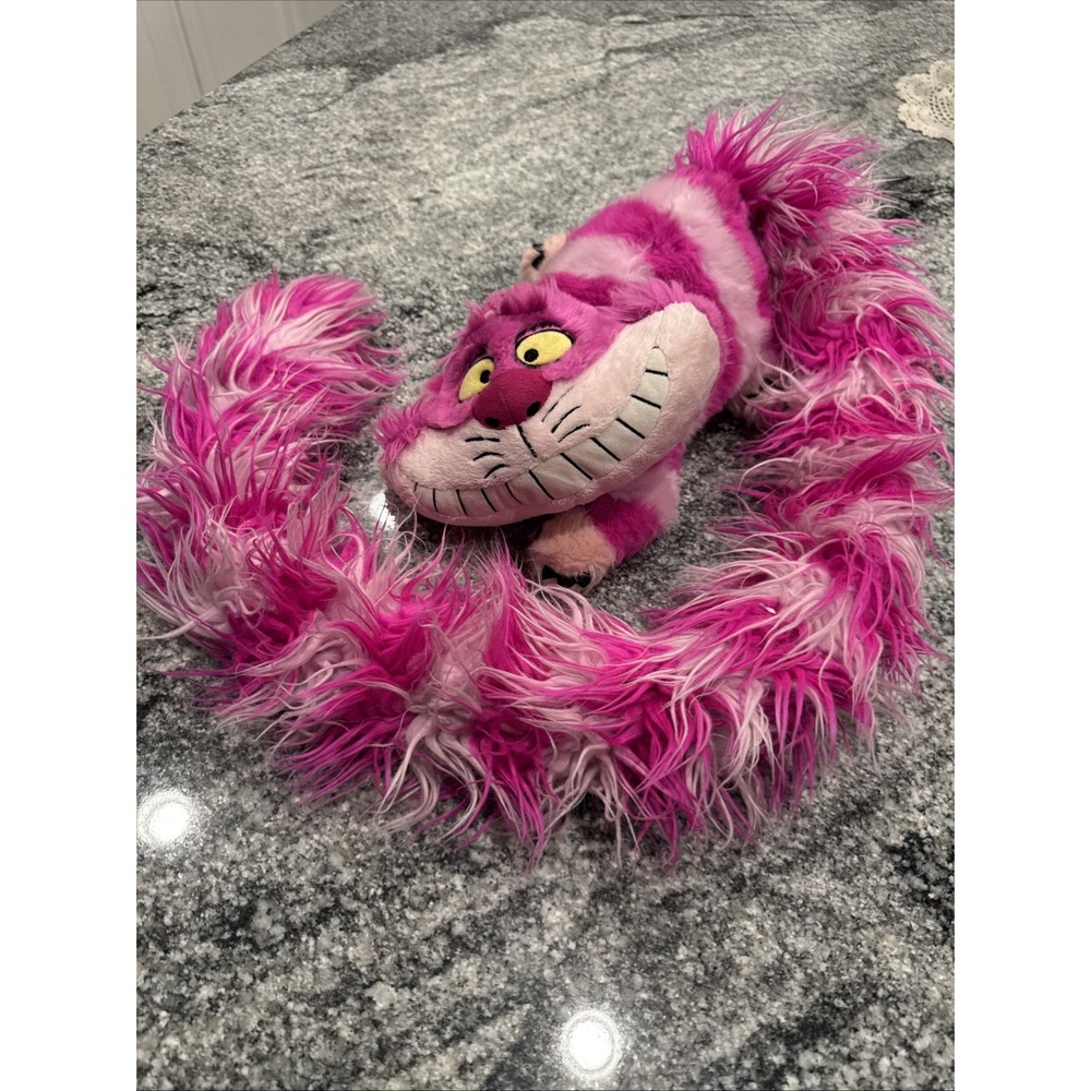 Disney Pink Cheshire Cat Plush Long Fluffy Boa Long 42" Tail Alice in Wonderland - Picture 2 of 7